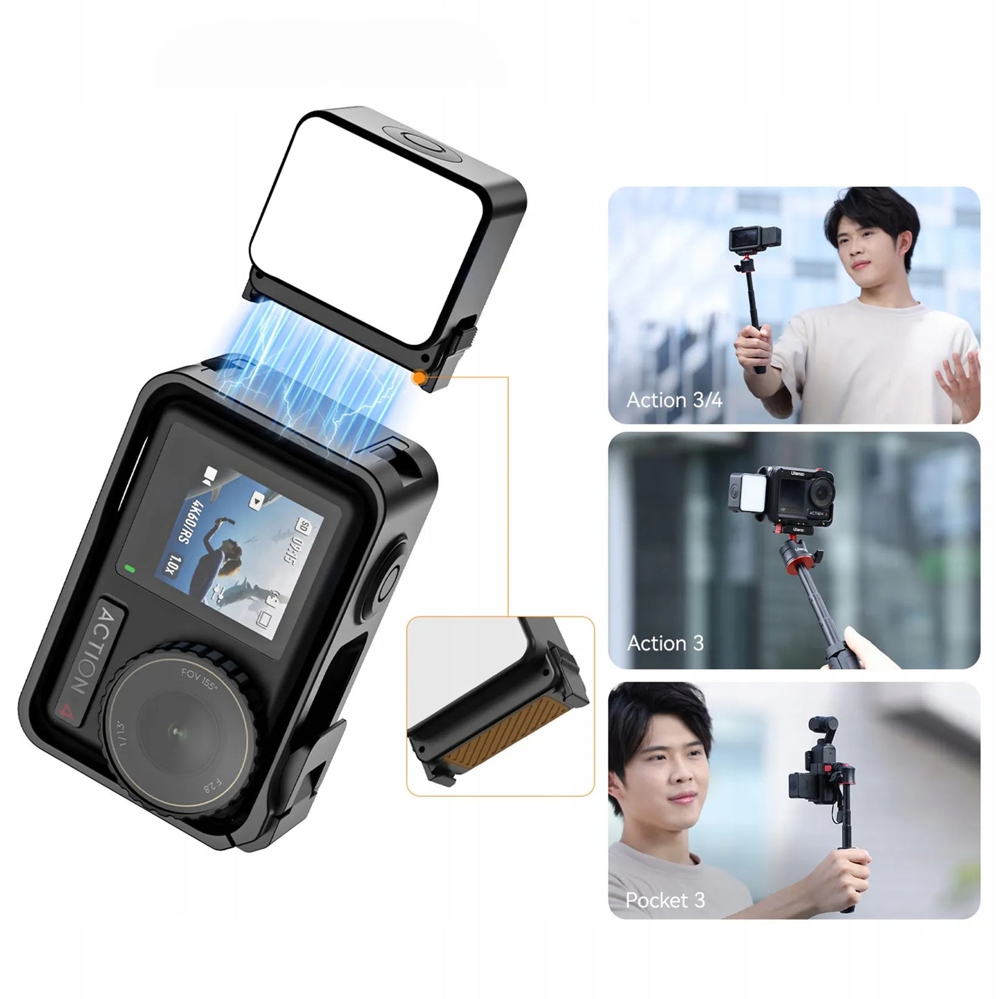 Magnetinė LED lempa Ulanzi LM18 IPX5, skirta DJI Osmo Action 3 4