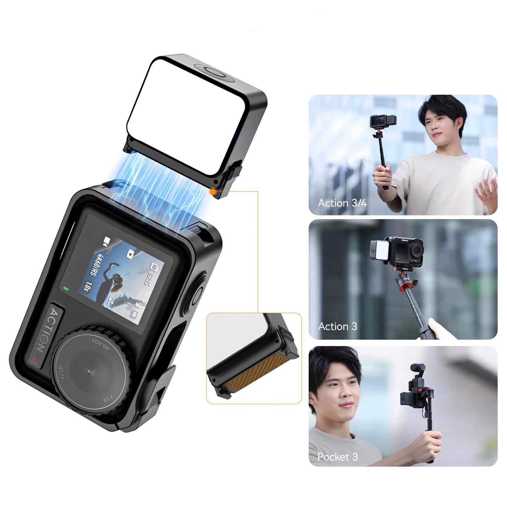 Magnetinė LED lempa Ulanzi LM18 IPX5, skirta DJI Osmo Action 3 4