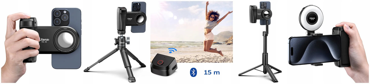 Magnetinis laikiklis ULANZI MA35 su „Bluetooth“ nuotolinio valdymo pulteliu, skirtas „iOS“ ir „Android“ išmaniesiems telefonams