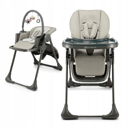 Maitinimo kėdutė 2 viename Kinderkraft TUMMIE 0–14 kg, gultukas, pilka