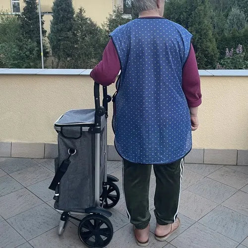 „Malatec“ sulankstomas pirkinių vežimėlis su 40 l krepšiu, reguliuojama rankena, pilkas