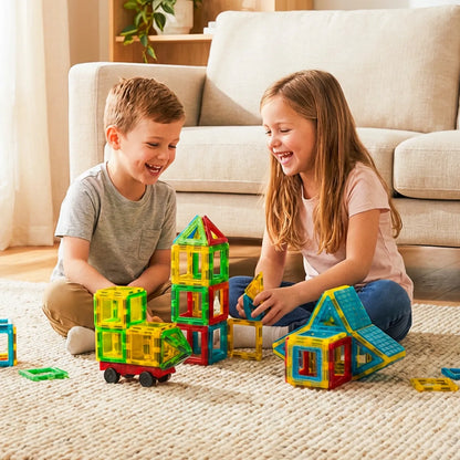 MalPlay 3D magnetinis konstruktorius, 70 dalių, edukacinis rinkinys