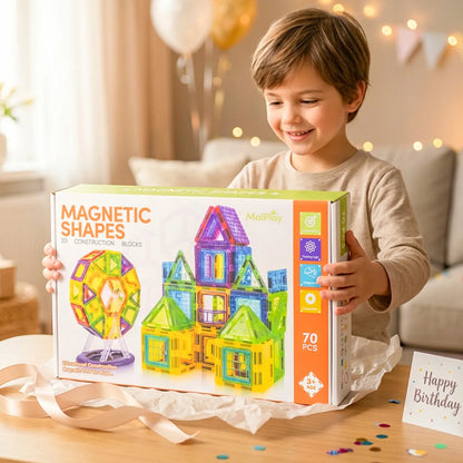 MalPlay 3D magnetinis konstruktorius, 70 dalių, edukacinis rinkinys