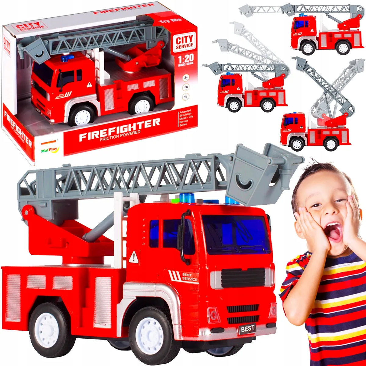MalPlay „Firefighter“ gaisrinės automobilis su šviesos ir garso efektais, 1:20