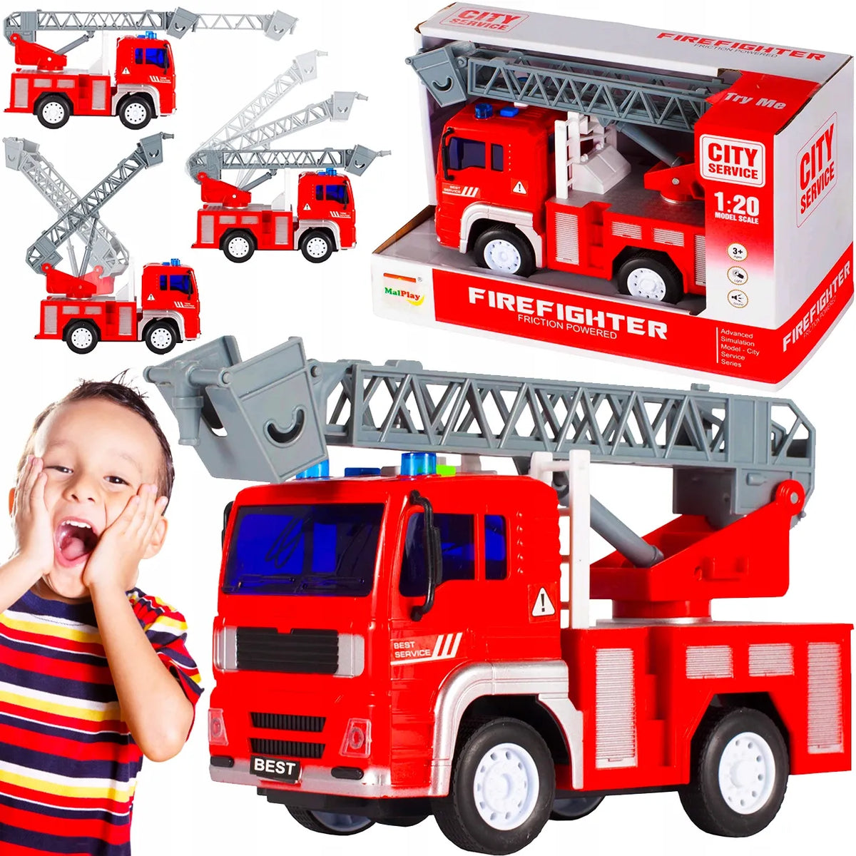 MalPlay „Firefighter“ gaisrinės automobilis su šviesos ir garso efektais, 1:20