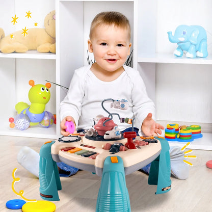 MalPlay interaktyvus edukacinis staliukas vaikams 2 viename su muzikiniu pianinu
