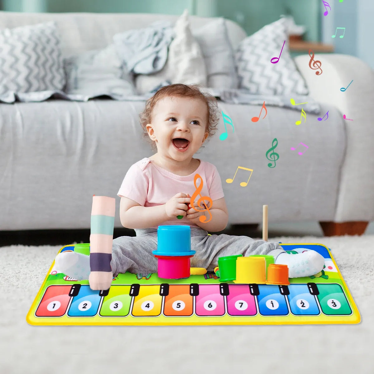 „MalPlay“ interaktyvus muzikinis kilimėlis-pianinas vaikams su įrašymo funkcija