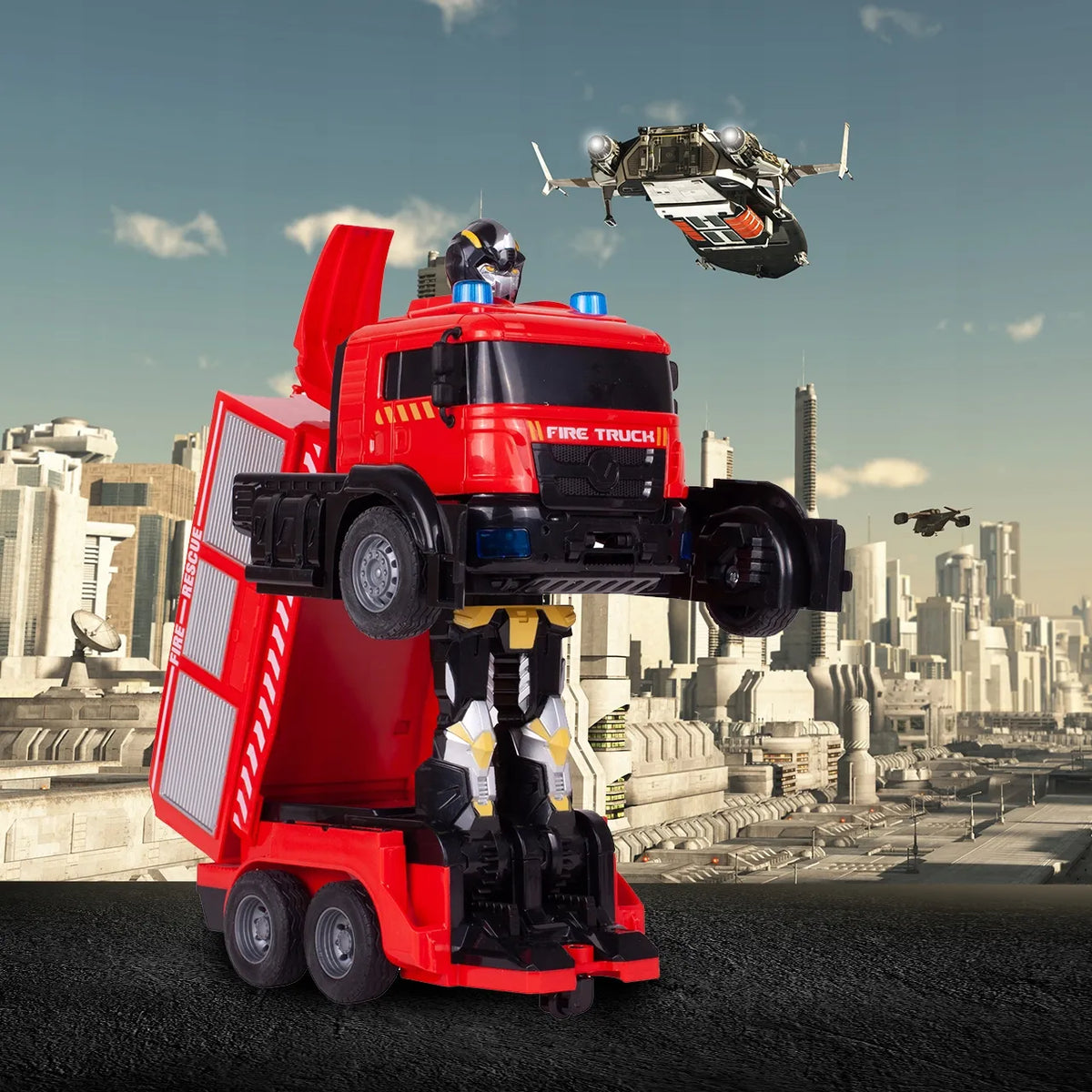 MalPlay nuotoliniu būdu valdoma transformuojanti gaisrinė-robotas