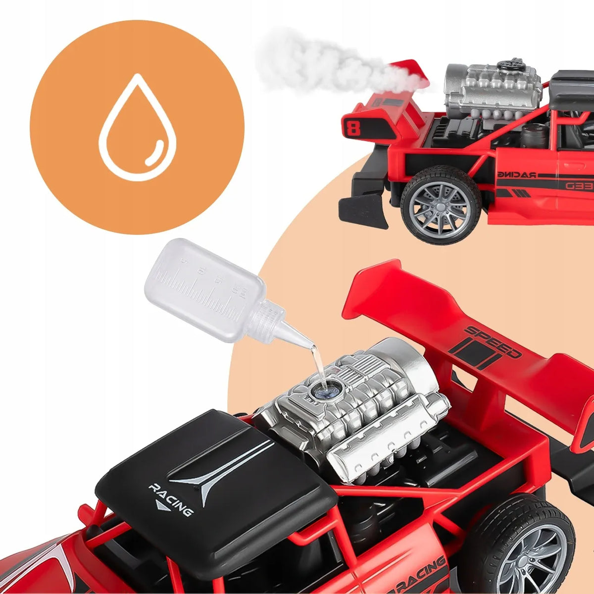 MalPlay nuotoliniu būdu valdomas RC Drift automobilis su LED apšvietimu ir garų efektu