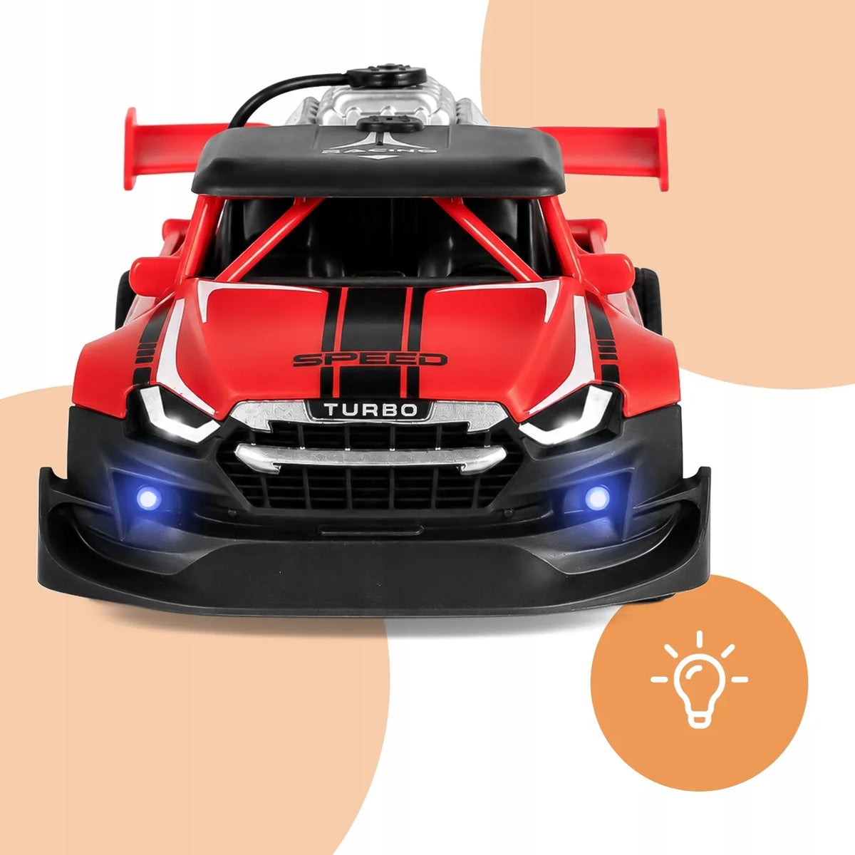 MalPlay nuotoliniu būdu valdomas RC Drift automobilis su LED apšvietimu ir garų efektu