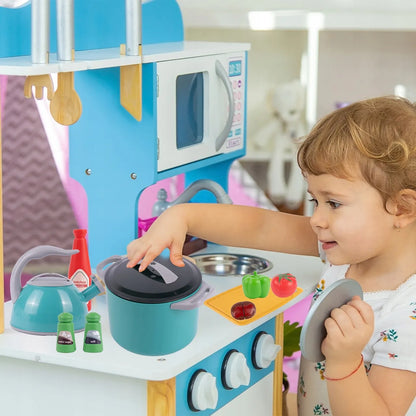 „MalPlay“ vaikiškas virtuvės rinkinys su puodais, indais, arbatinuku ir priedais, 33 dalių