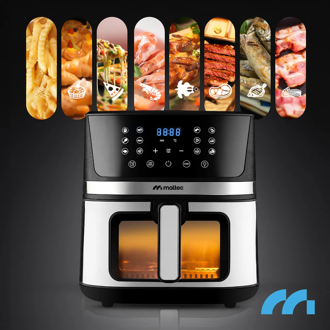 Maltec AirFryer 1800W 7L beznanė gruzdintuvė su stebėjimo langeliu