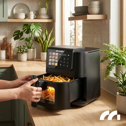 Maltec bekontaktė gruzdintuvė AirFryer 8L 2000W su langeliu ir kepimo indeliais