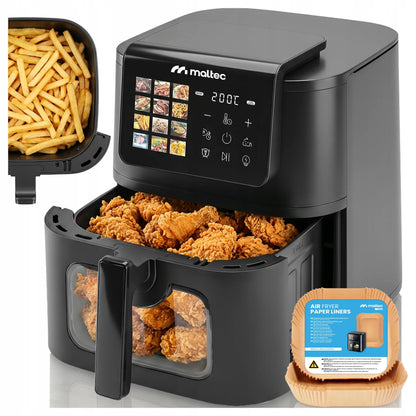 Maltec bekontaktė gruzdintuvė AirFryer 8L 2000W su langeliu ir kepimo indeliais