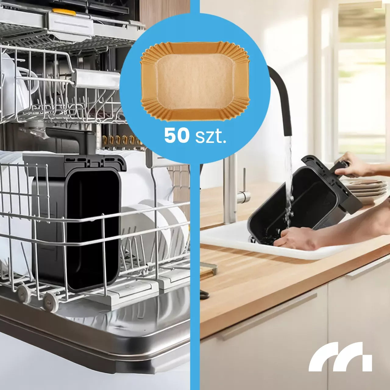 MalTec beztiebė gruzdintuvė 10L Air Fryer, dviejų zonų, 2800W + padėklai