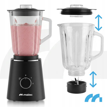 Maltec BL1000W stacionarus stiklinis trintuvas kokteiliams ir glotnučiams, 1,5 l, 1000 W, su 500 ml buteliuku