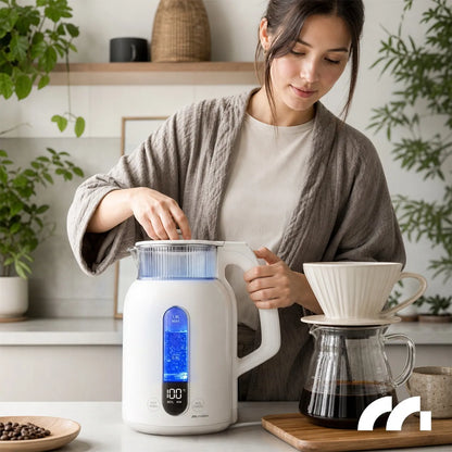 MalTec Boily3000-WH elektrinis virdulys su temperatūros reguliavimu, LED apšvietimu ir šilumos palaikymo funkcija, 1,5 l