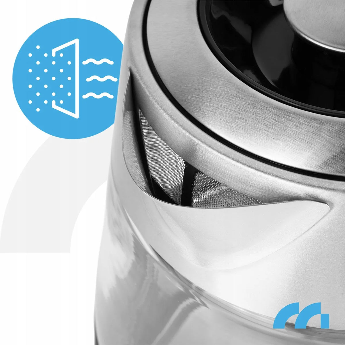 MalTec Boily5000-BL stiklinis elektrinis virdulys su temperatūros reguliavimu ir „Keep Warm“ funkcija, 1,7 l, 2200 W