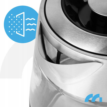 MalTec Boily5000-BL stiklinis elektrinis virdulys su temperatūros reguliavimu ir „Keep Warm“ funkcija, 1,7 l, 2200 W