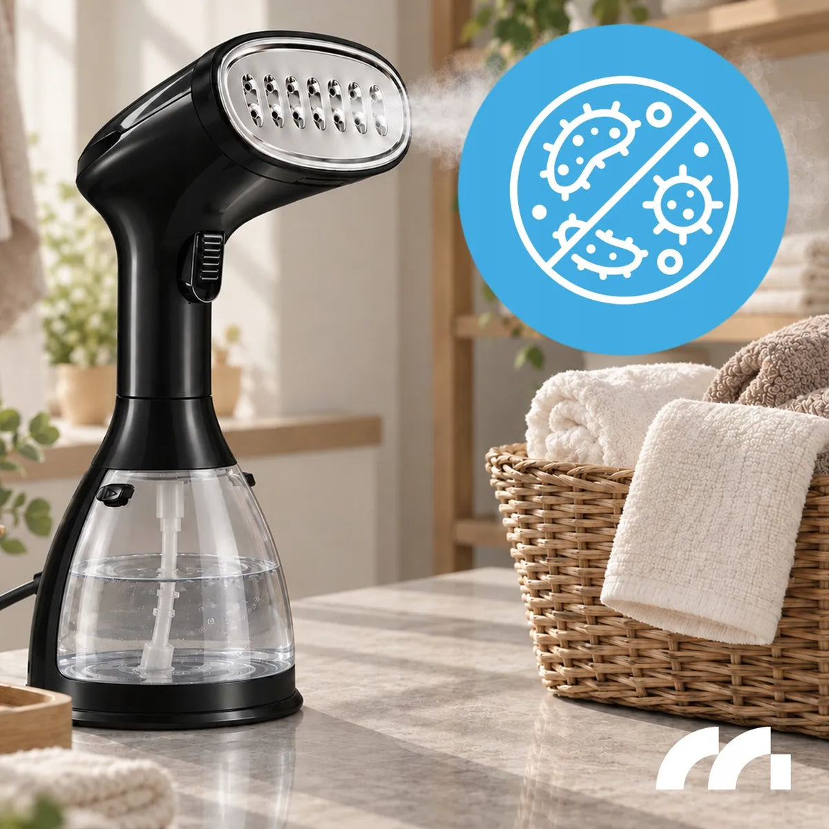 Maltec HDS5000W rankinis drabužių garintuvas ir garinis lygintuvas, 7 viename, su priedais ir kelnių kantų segtuku