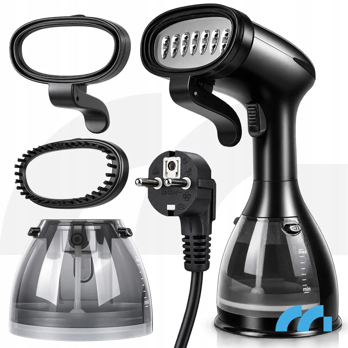Maltec HDS5000W rankinis drabužių garintuvas ir garinis lygintuvas, 7 viename, su priedais ir kelnių kantų segtuku