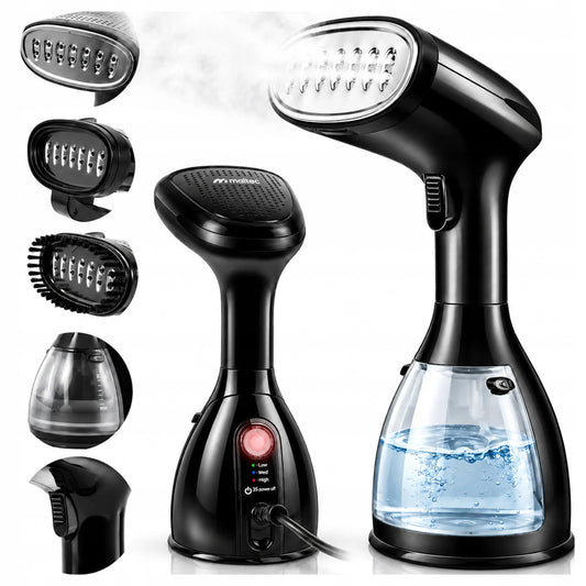 Maltec HDS5000W rankinis drabužių garintuvas ir garinis lygintuvas, 7 viename, su priedais ir kelnių kantų segtuku