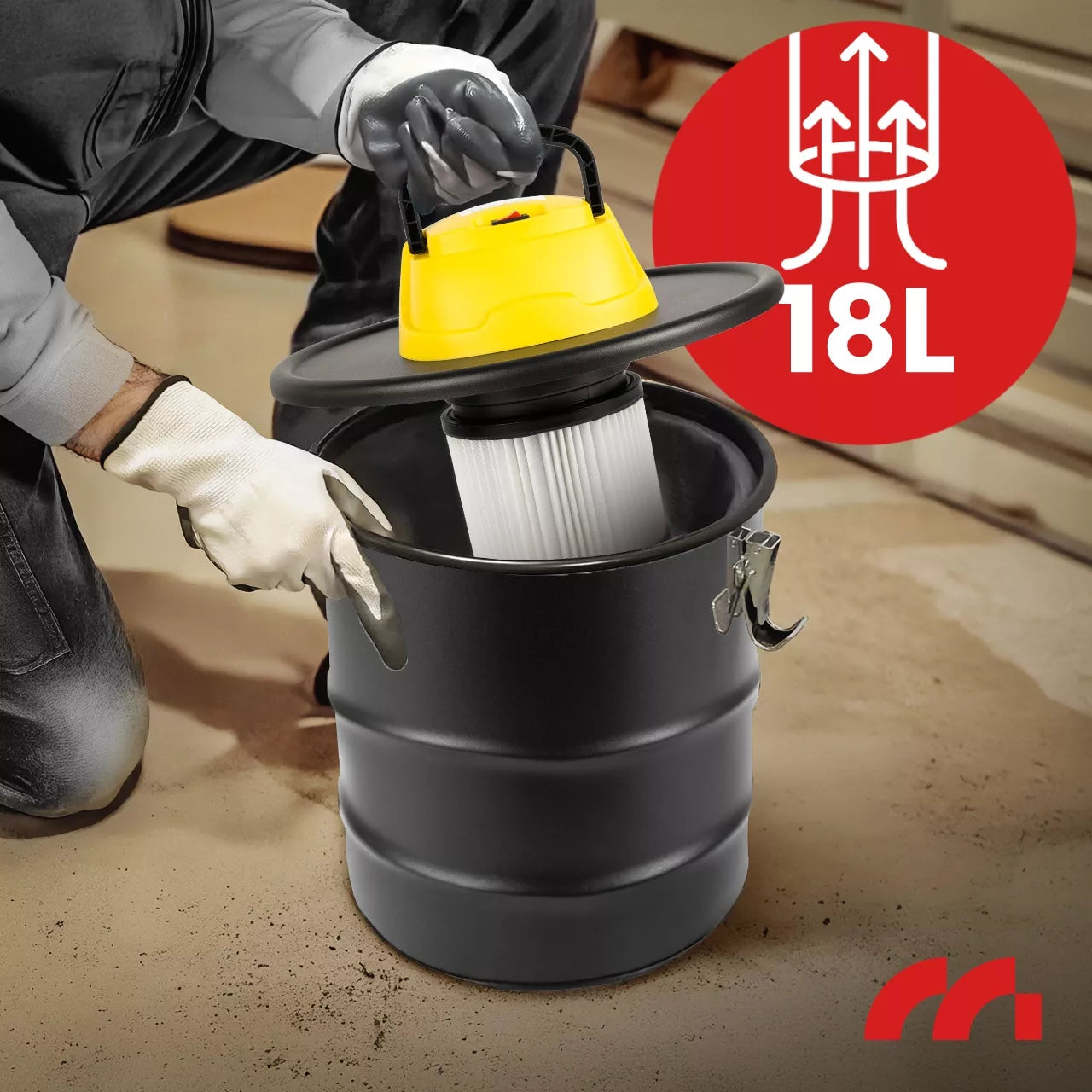 Maltec ML1800-ASH Pramoninis židinio ir pelenų siurblys, 18L, 1800W