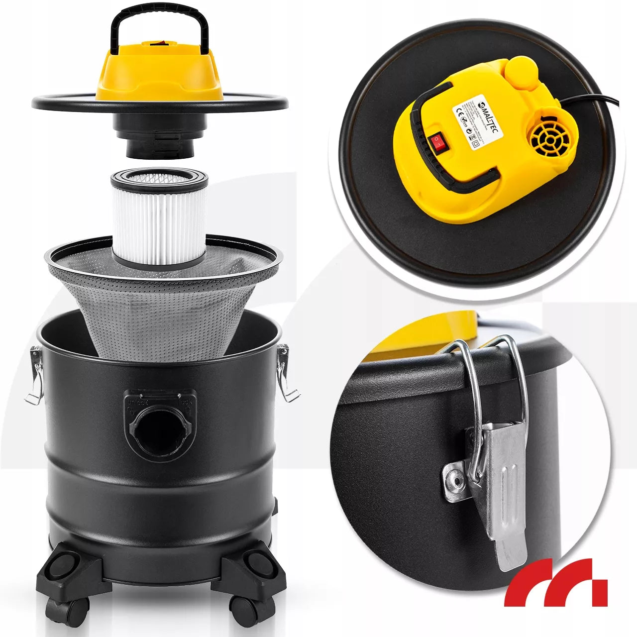 Maltec ML1800-ASH Pramoninis židinio ir pelenų siurblys, 18L, 1800W