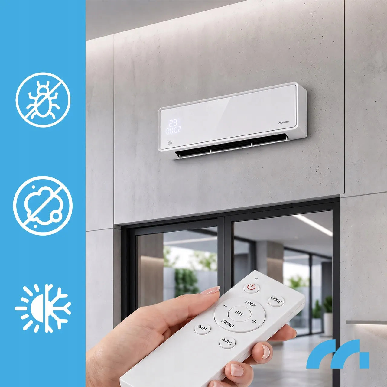 MalTec PT5800W-WH WiFi oro užuolaida su šildytuvu, 2000W