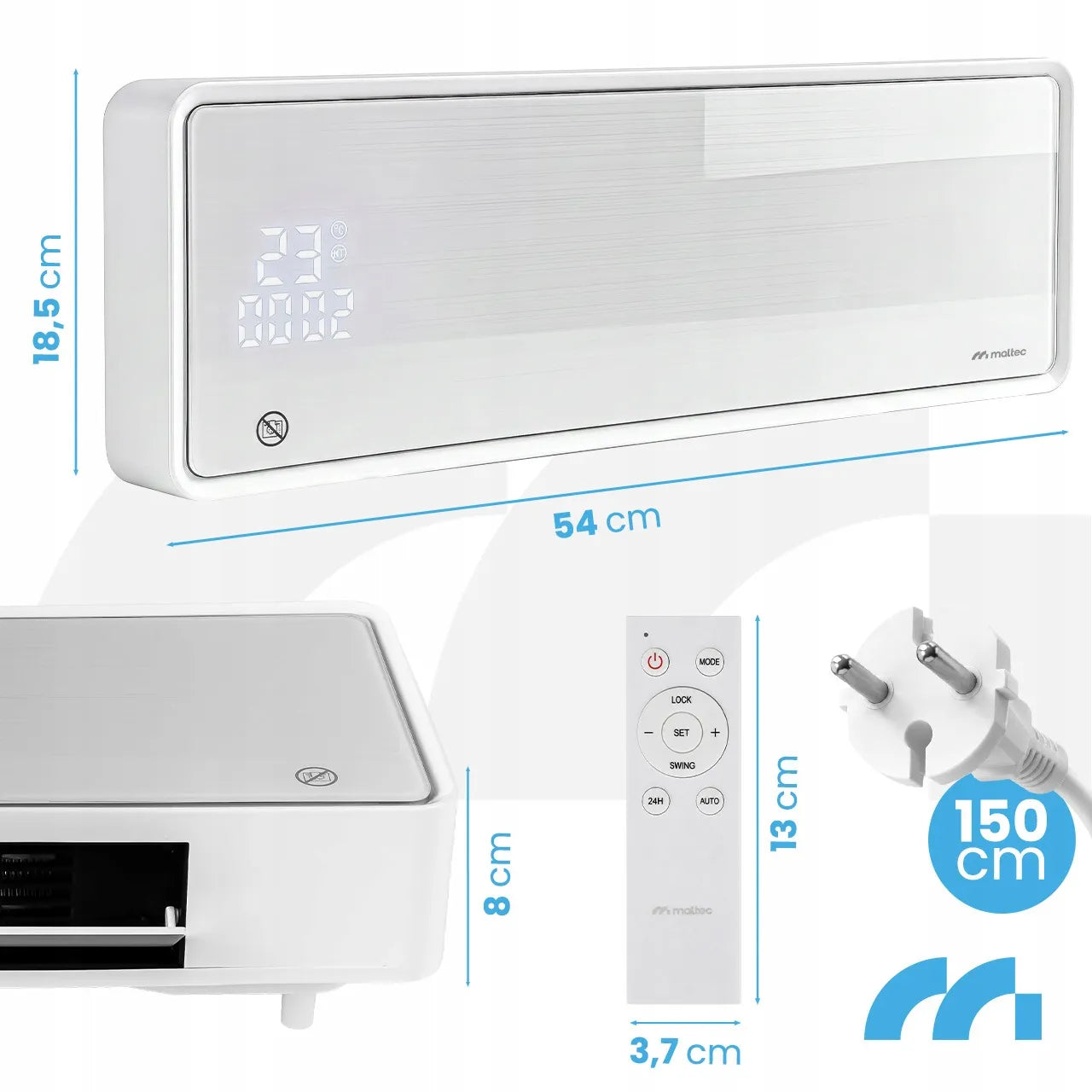 MalTec PT5800W-WH WiFi oro užuolaida su šildytuvu, 2000W