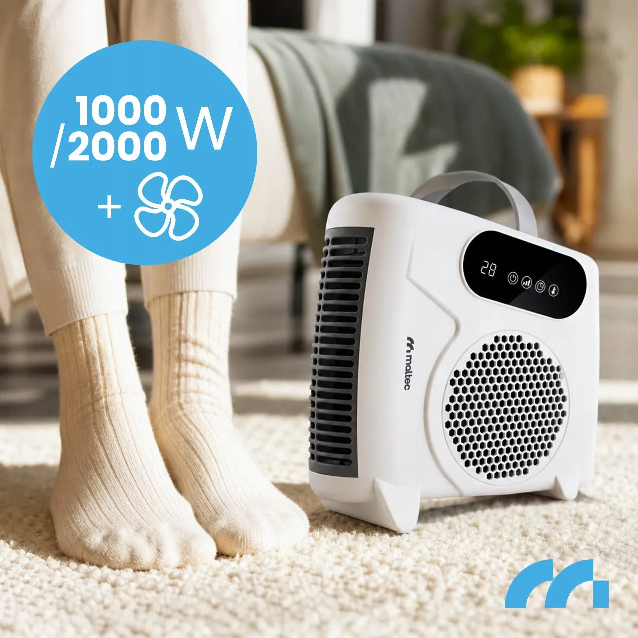 MalTec TH2000W elektrinis termoventiliatorius, 2000W su termostatu ir pulteliu