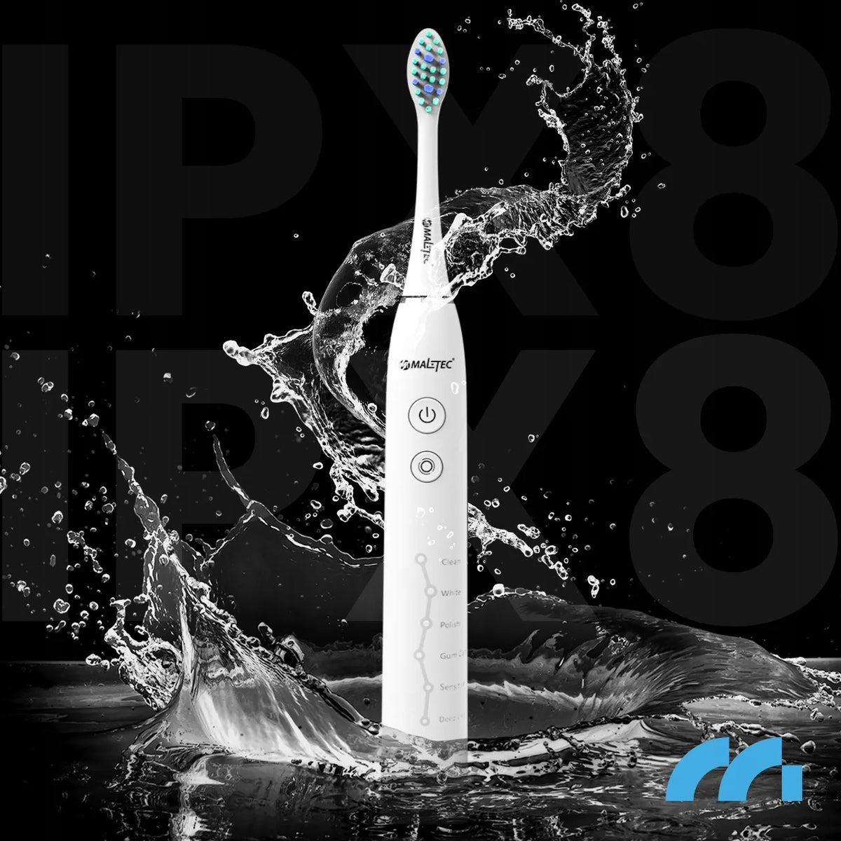 Maltec Toothie X1 WH soninis elektrinis dantų šepetėlis, 6 režimai, 6 antgaliai ir kelioninis dėklas