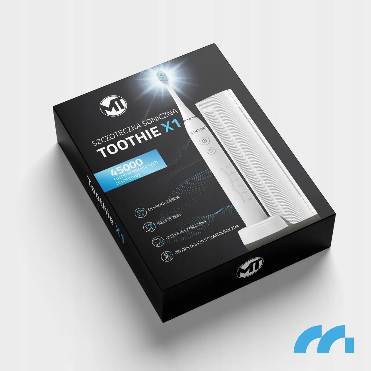 Maltec Toothie X1 WH soninis elektrinis dantų šepetėlis, 6 režimai, 6 antgaliai ir kelioninis dėklas