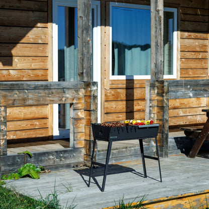 Mangal kepsninė lagaminas, 12 iešmų, su dėklu, anglinė, sulankstoma, metalinė, 2 mm