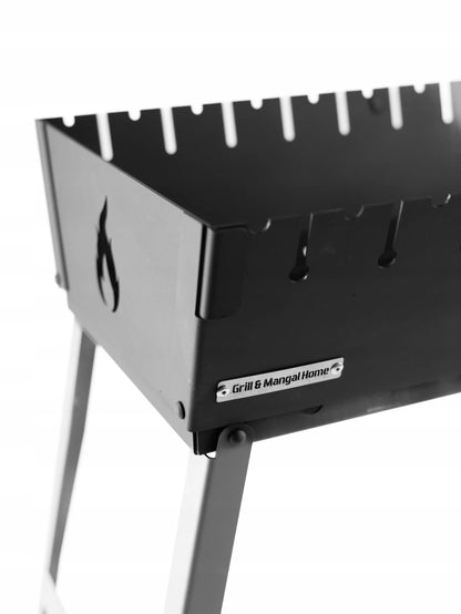 Mangal kepsninė lagaminas, 12 iešmų, su dėklu, anglinė, sulankstoma, metalinė, 2 mm