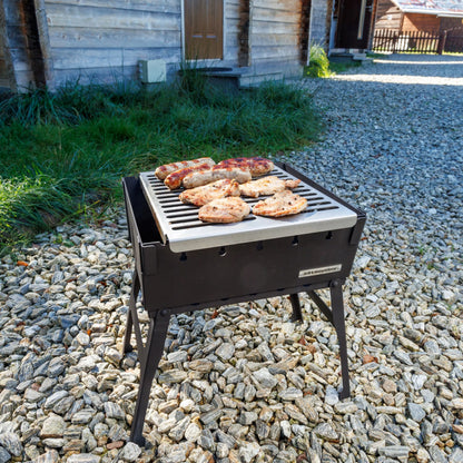 Mangal kepsninė lagaminas 6 iešmams, anglinė, sulankstoma, metalinė 3 mm