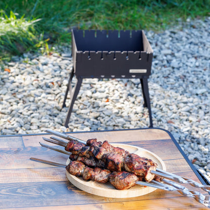 Mangal kepsninė lagaminas 6 iešmams, anglinė, sulankstoma, metalinė 3 mm