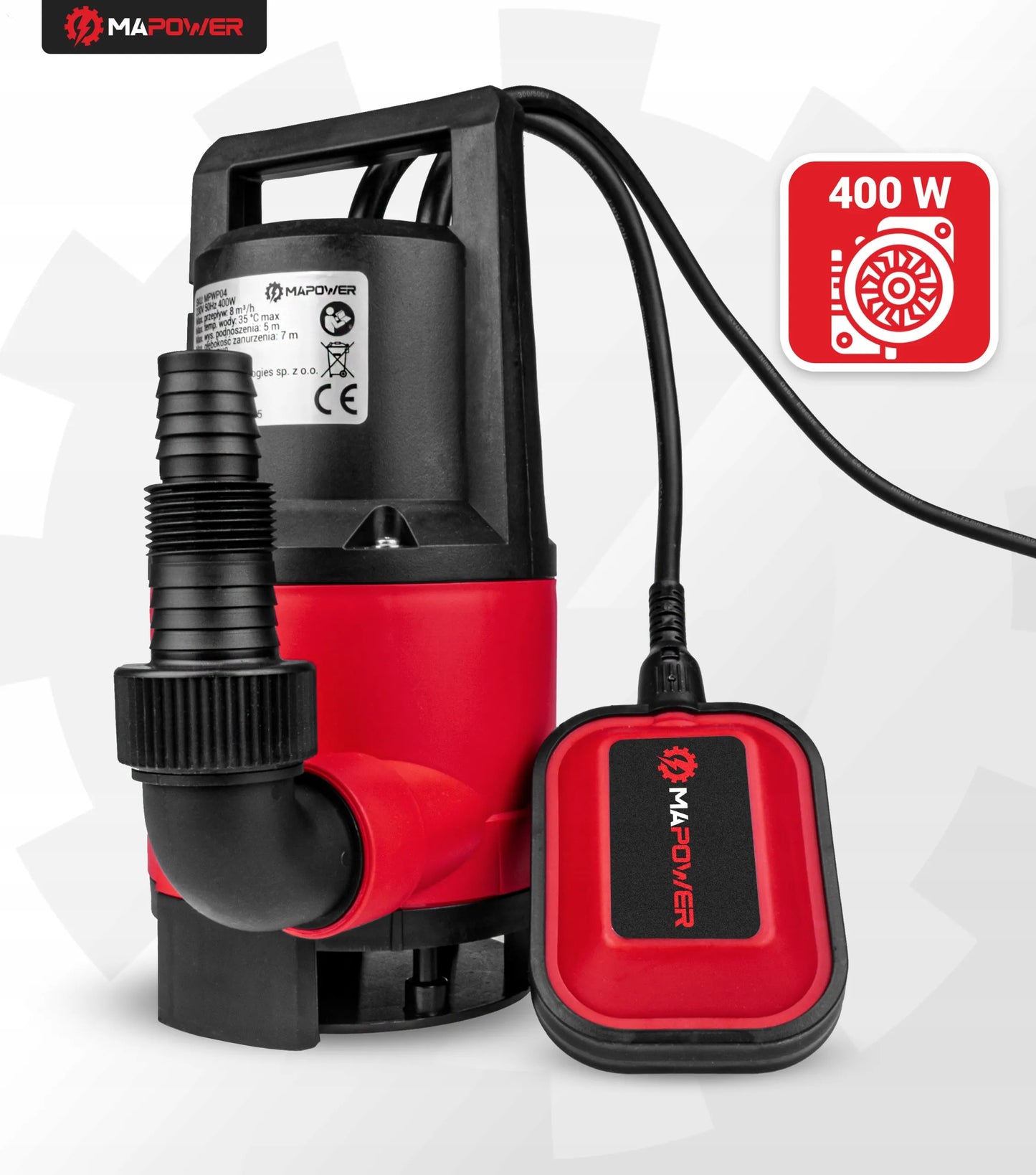 MAPOWER 400W panardinamasis siurblys švariam ir nešvariam vandeniui su plūde