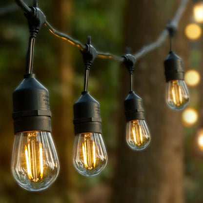 Masterled lauko LED girlianda 15M, 15x E27 lemputės, vandeniui atsparus laidas