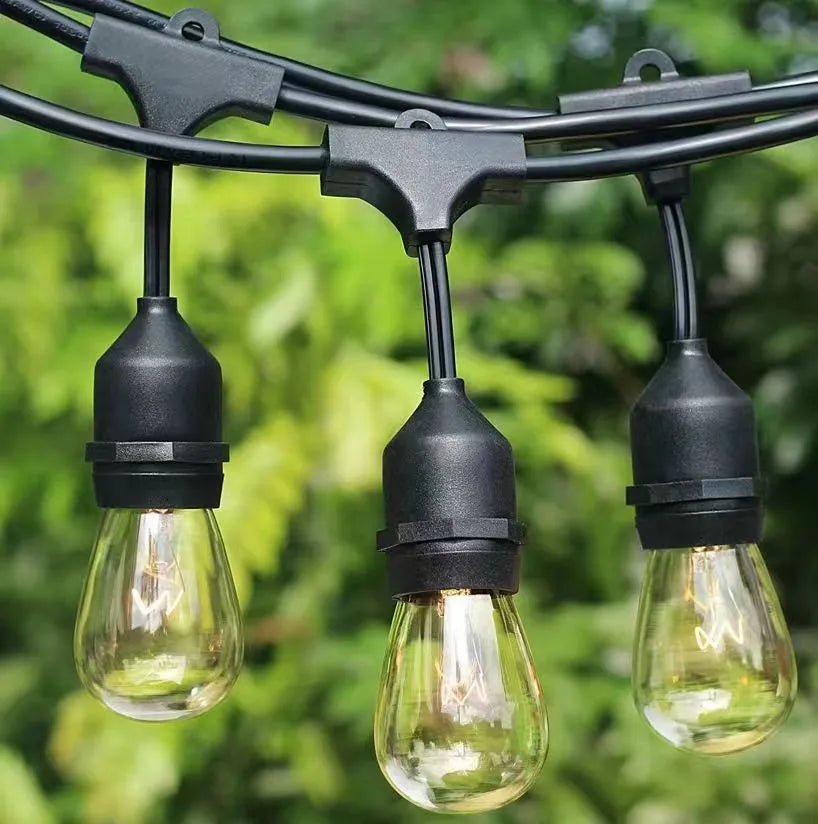 Masterled lauko LED girlianda 15M, 15x E27 lemputės, vandeniui atsparus laidas