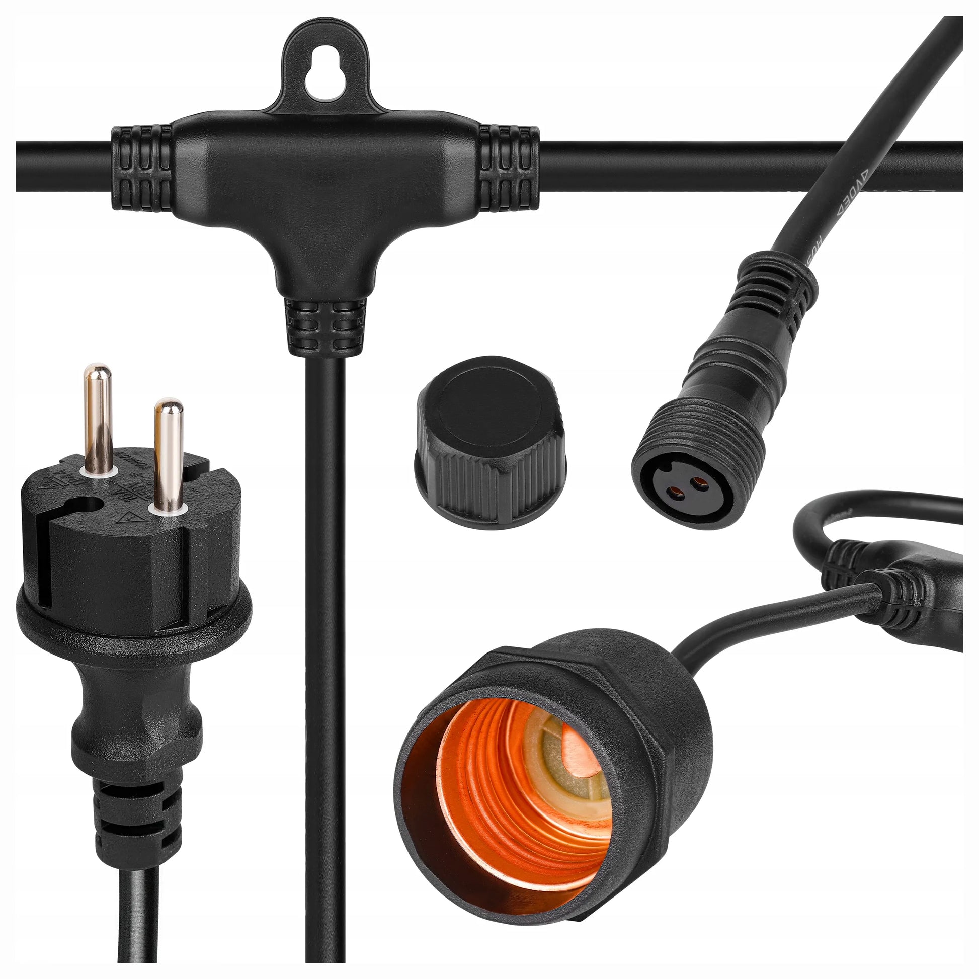 Masterled lauko LED girlianda 15M, 15x E27 lemputės, vandeniui atsparus laidas
