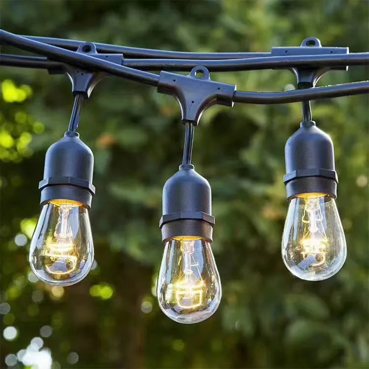 Masterled šviečianti sodo girlianda 20 m, 20x LED E27 lemputės + vandeniui atsparus laidas