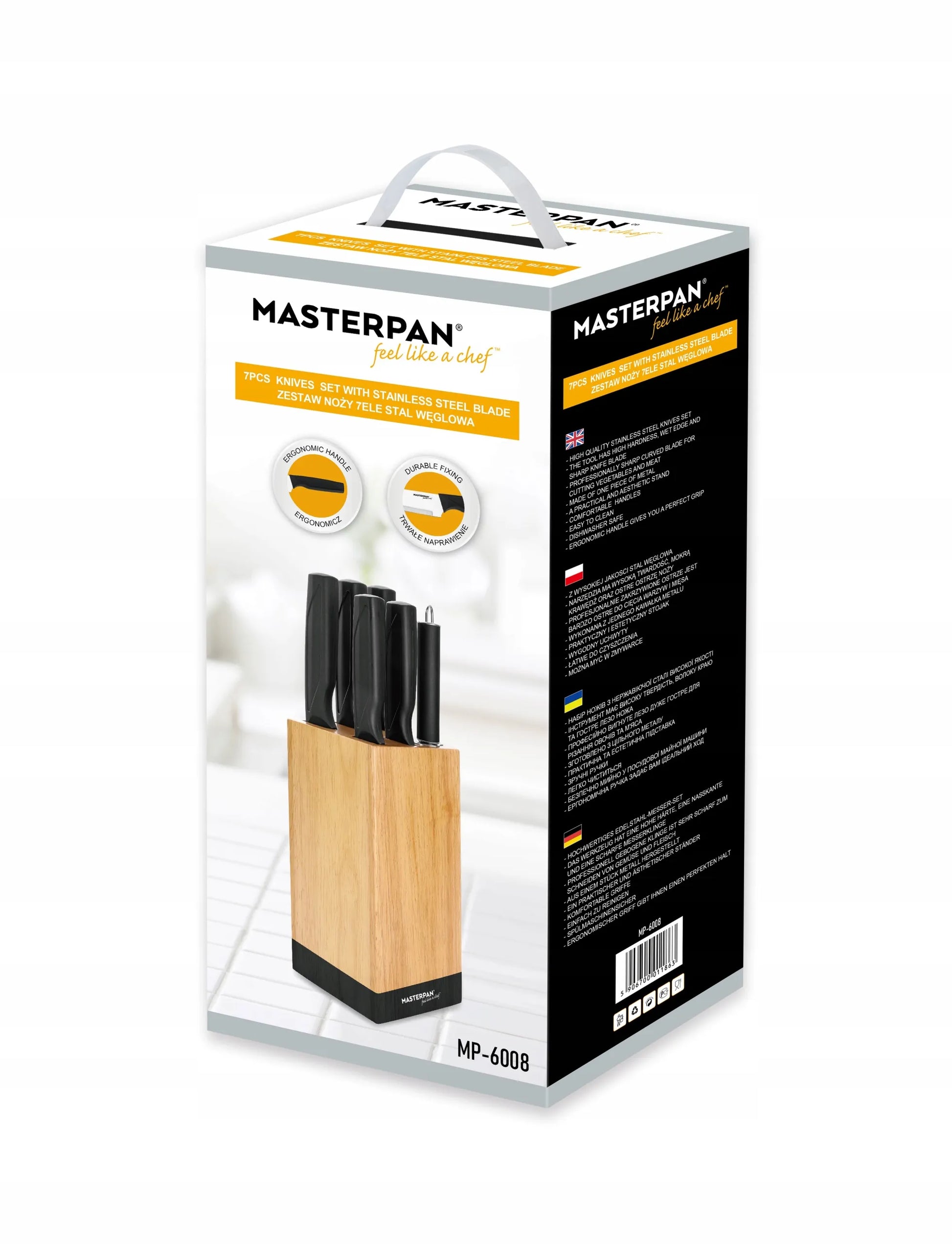 Masterpan 7 dalių peilių rinkinys su stovu