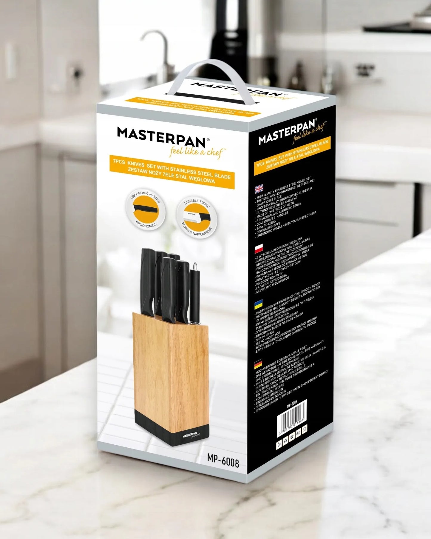 Masterpan 7 dalių peilių rinkinys su stovu