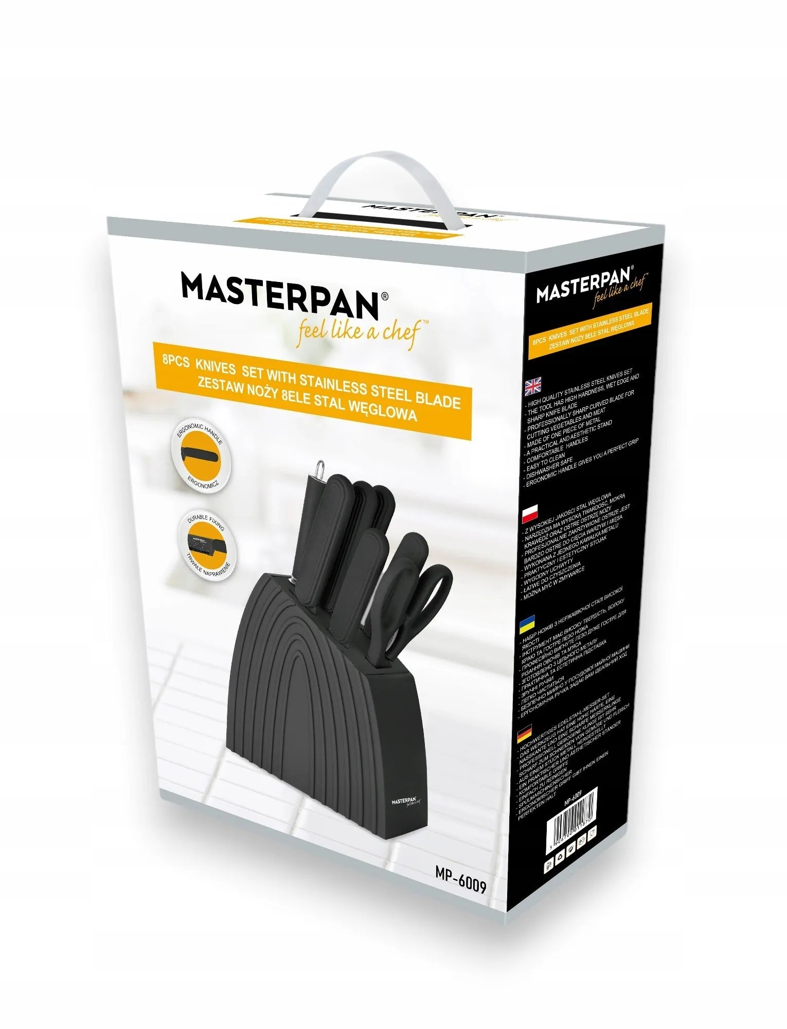 Masterpan 8 dalių virtuvinių peilių rinkinys su stovu
