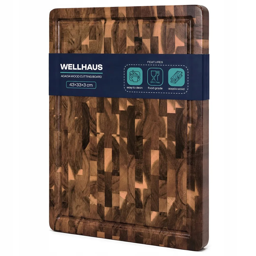 Masyvi Wellhaus akacijos medienos pjaustymo lenta 43x33x3 cm