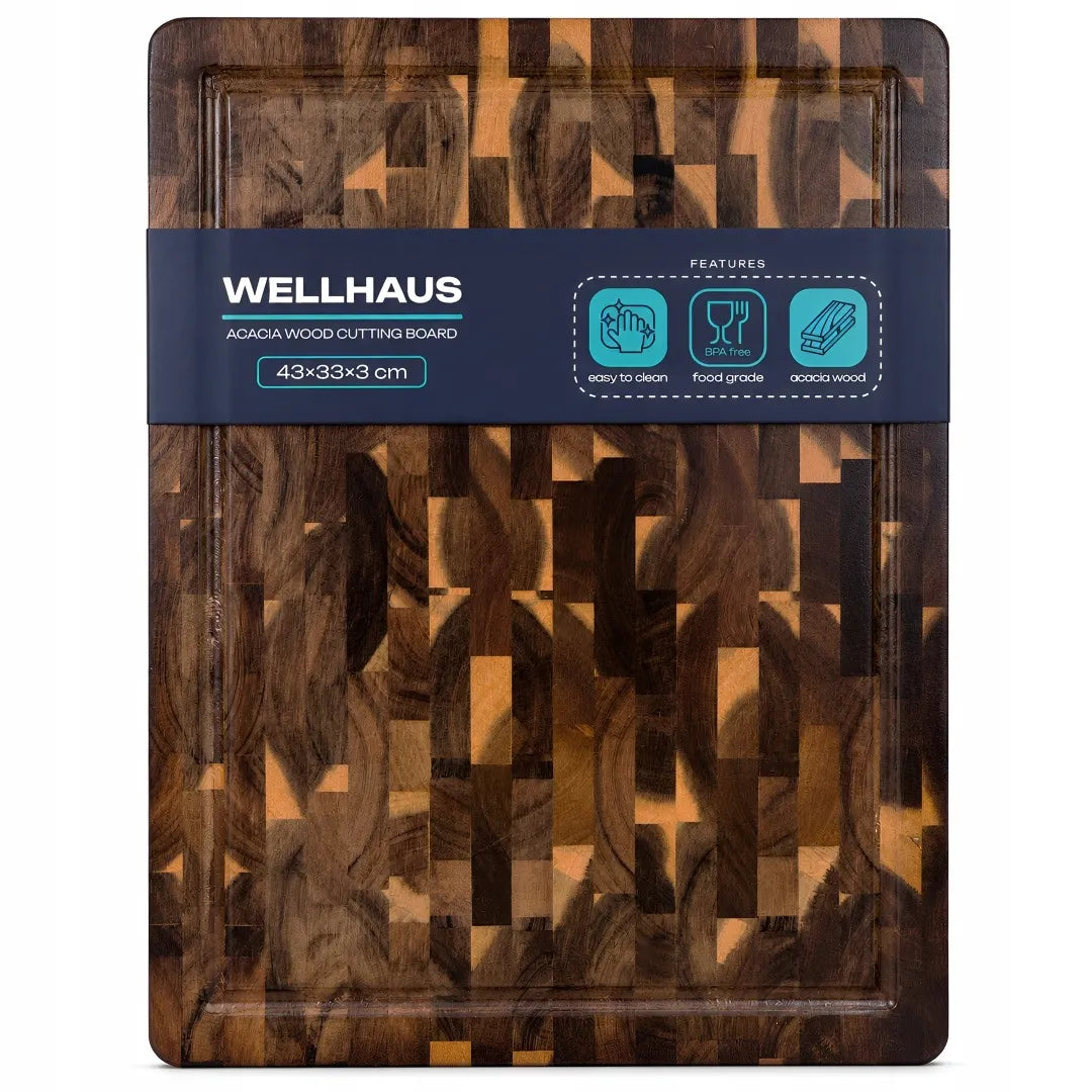 Masyvi Wellhaus akacijos medienos pjaustymo lenta 43x33x3 cm