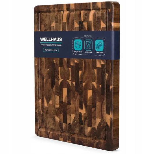 Masyvi Wellhaus akacijos medienos pjaustymo lenta 43x33x3 cm