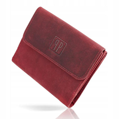 Maža odinė moteriška piniginė Paolo Peruzzi raudona vintažinė su RFID