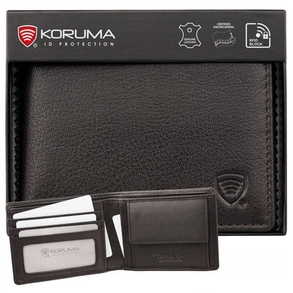 Maža vyriška natūralios odos piniginė su RFID apsauga, kortelių ir monetų skyreliais, Koruma